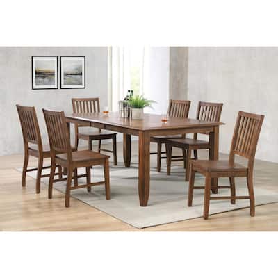 Extendable Dining Table Set for 8 - 72" Rectangular Table with 6 Chairs - Rustic Farmhouse Style