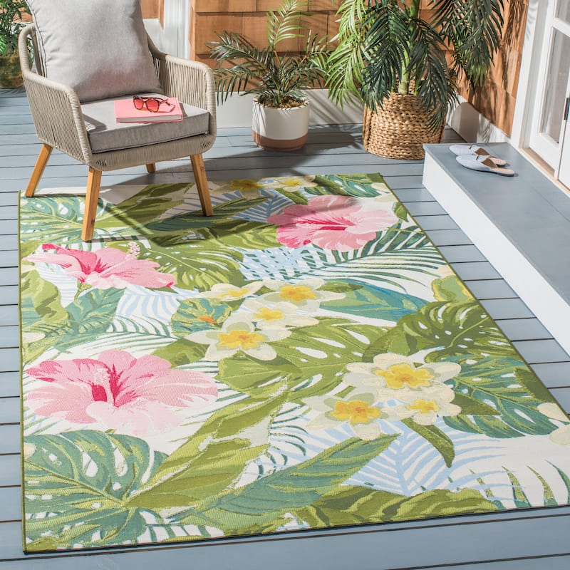 SAFAVIEH Barbados Agustina Tropical Indoor/ Outdoor Waterproof Patio Backyard Rug