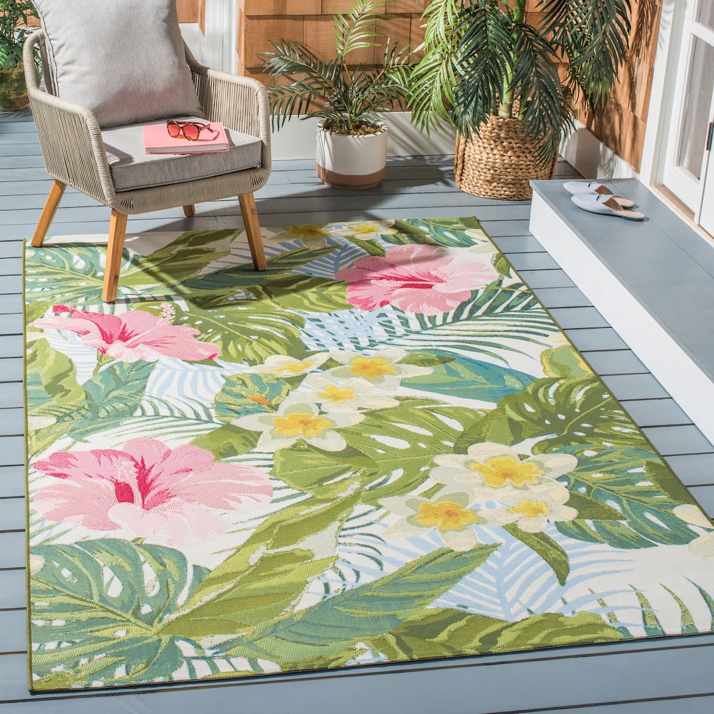 SAFAVIEH Barbados Agustina Tropical Indoor/ Outdoor Waterproof Patio Backyard Rug