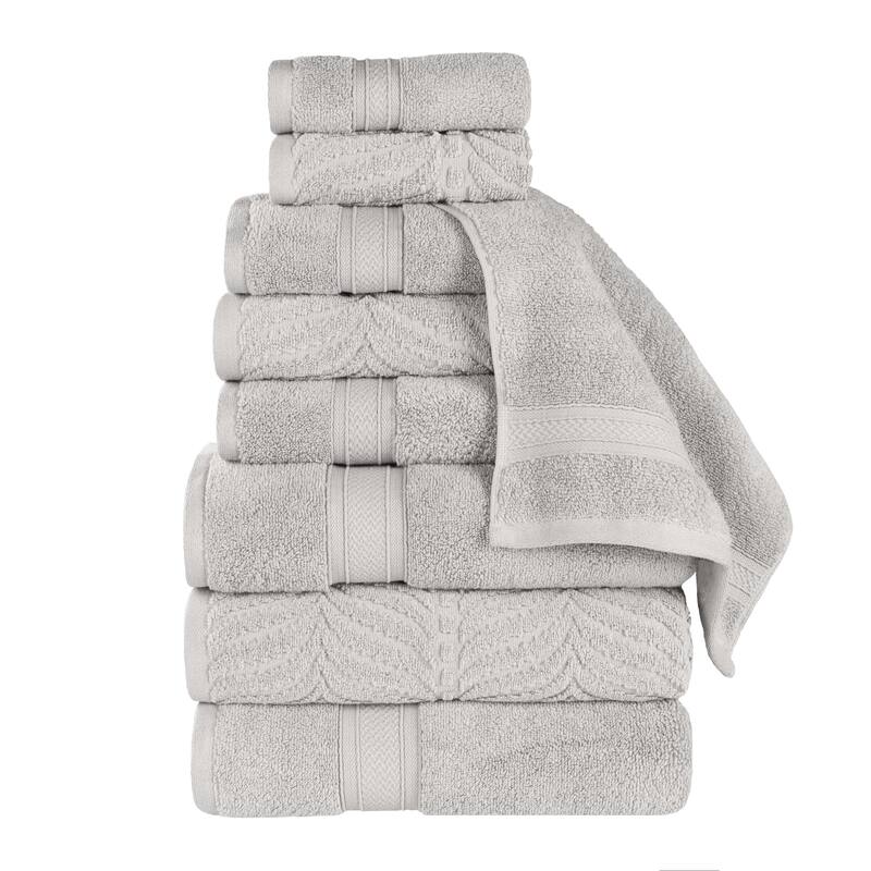 Superior Chevron Zero Twist Solid and Jacquard Cotton 9 Piece Towel Set