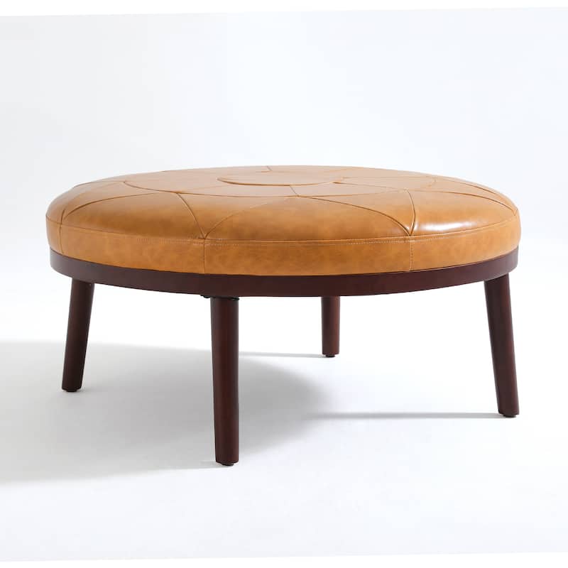 Lumibee 34.5" W Full Grain Genuine Italian Leather Ottoman