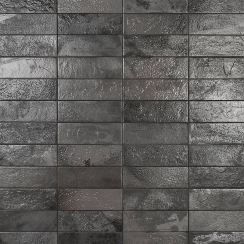 Merola Tile Kings Raku Black 7-7/8" x 15 3/4" Ceramic Wall Tile