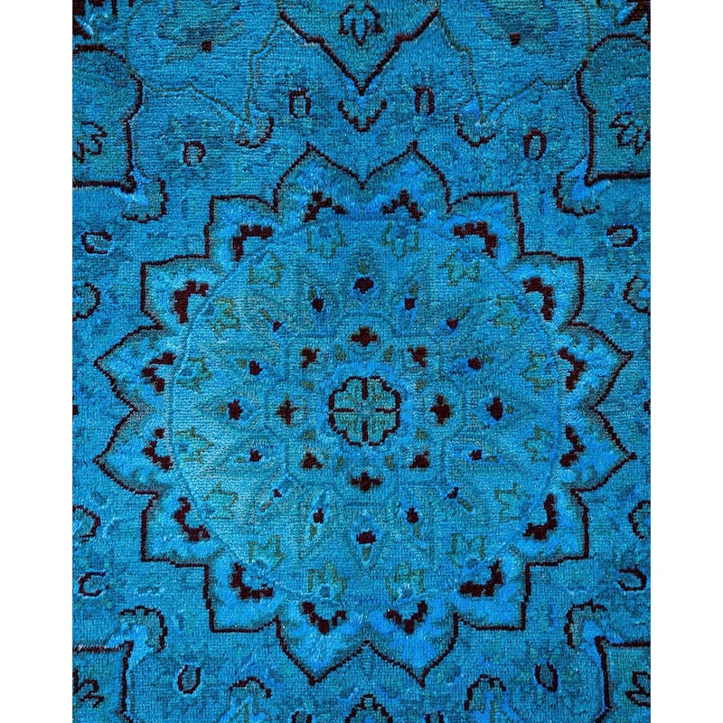 Overton Hand Knotted Wool Vintage Inspired Modern Contemporary Overdyed Blue Area Rug - 10' 1" x 14' 3"