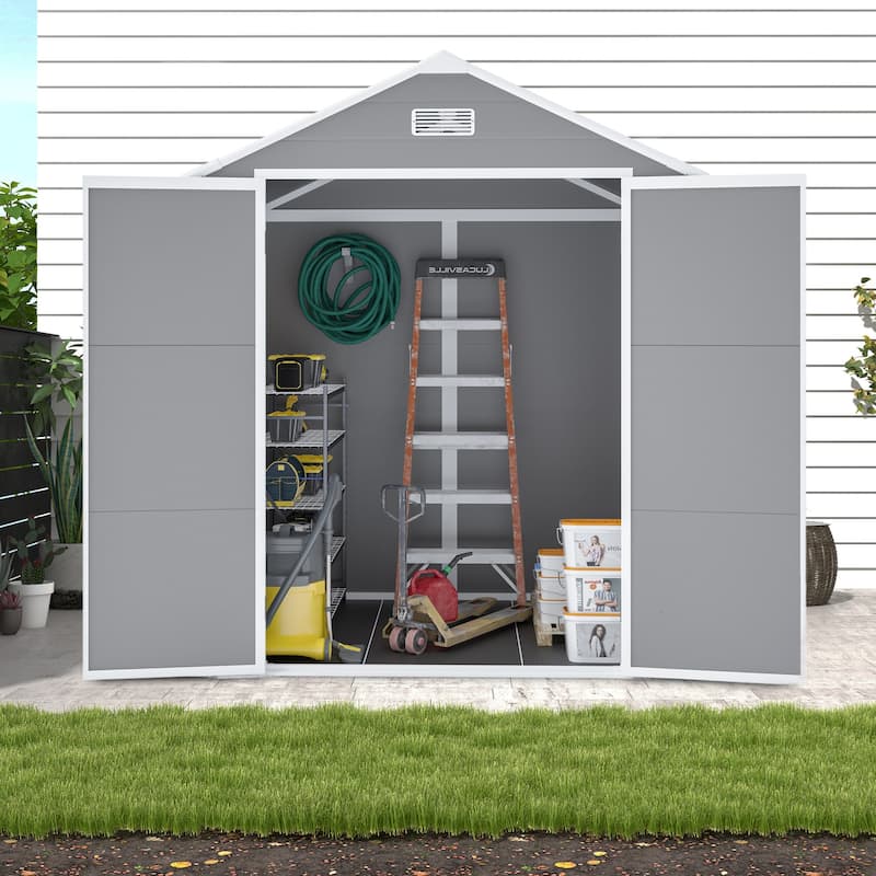 PP Resin Waterproof Storage Shed with Rust,UV Proof,HD Window Lighting