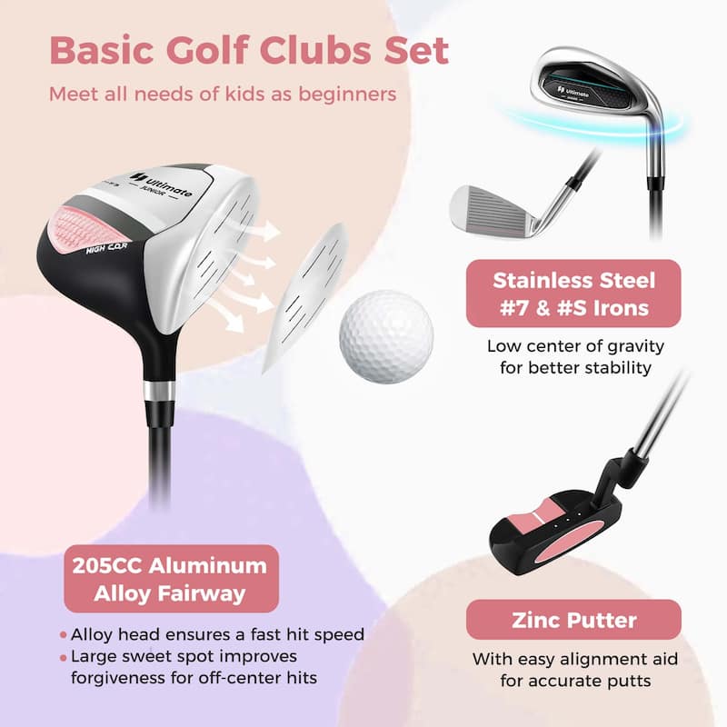 Ultimate Kids Golf Practice Set Junior Complete Golf Club Set for Kids - See Details