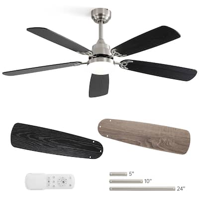 52" Wooden 6-Speed Noiceless Reversible DC Motor Ceiling Fan with Light and Remote