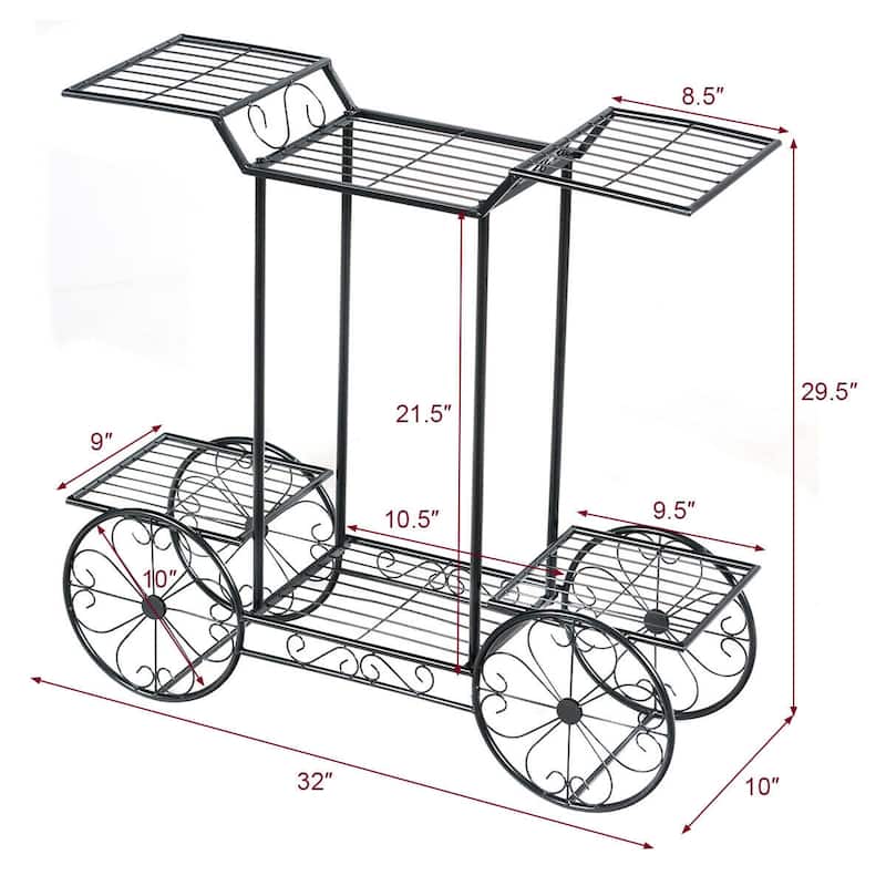 Gymax 6-Tier Garden Cart Stand Flower Rack Display Decor Flower Pot