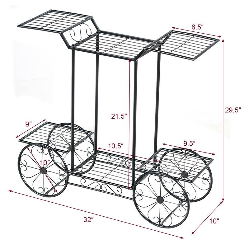 Gymax 6-Tier Garden Cart Stand Flower Rack Display Decor Flower Pot