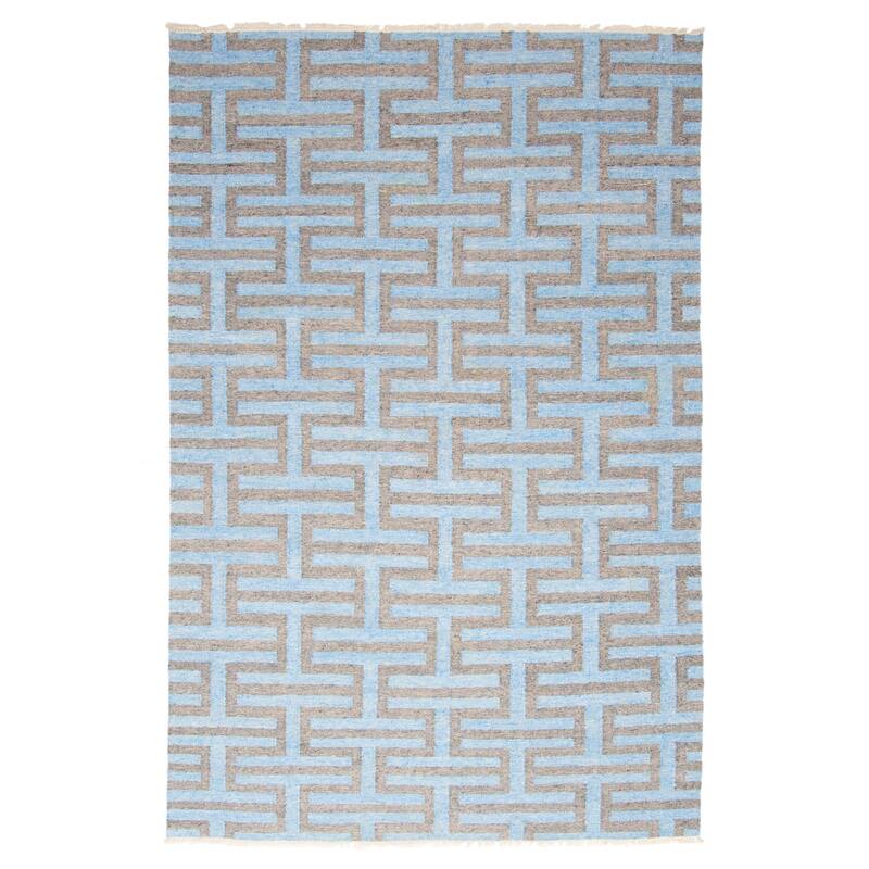 ECARPETGALLERY Flat-Weave Ankara FW Sky Blue Wool Kilim - 5'2 x 8'0
