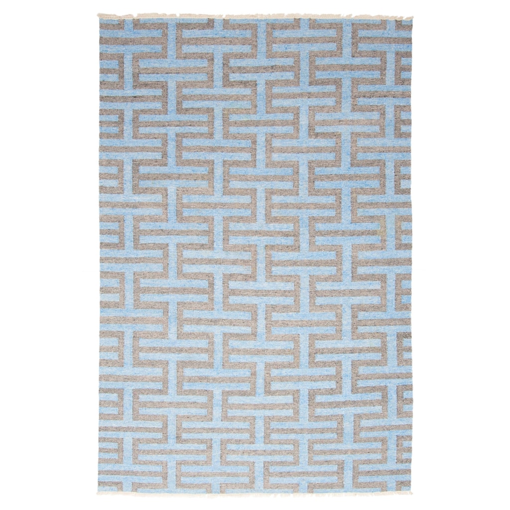 ECARPETGALLERY Flat-Weave Ankara FW Sky Blue Wool Kilim - 5'2 x 8'0