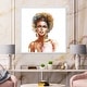 preview thumbnail 1 of 9, Designart 'Portrait of African American Woman V' Modern Framed Canvas Wall Art Print 16 In. Wide x 16 In. High - White