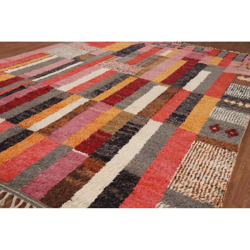 All-Over Plush Moroccan Oriental Area Rug Hand-Knotted Wool Carpet - 8'1" x 10'1"