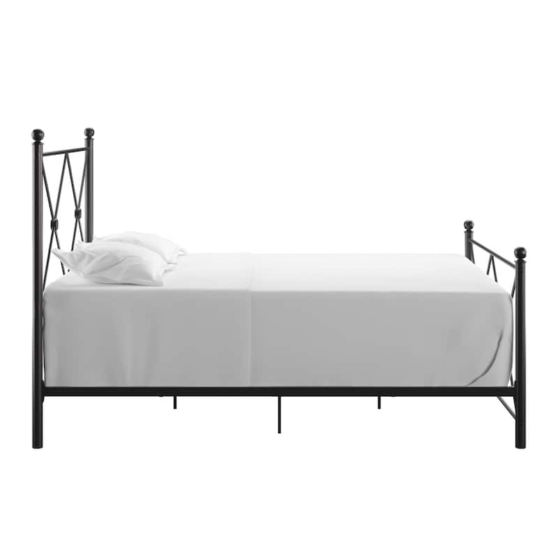 Aniket Queen Size Metal Bed with Nightstands Set by iNSPIRE Q Classic