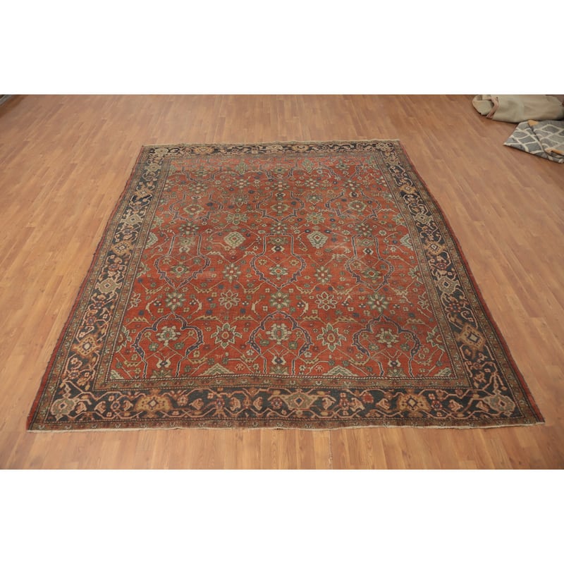 Hand Knotted Oriental 100% Wool Carpet Traditional Floral Oranges & Rust Sultanabad Area Rug - 9' 9'' X 8' 9''
