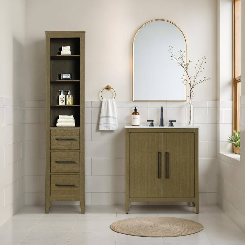 Laura 16-28 Inch Open Shelving Bath Storage Cabinet