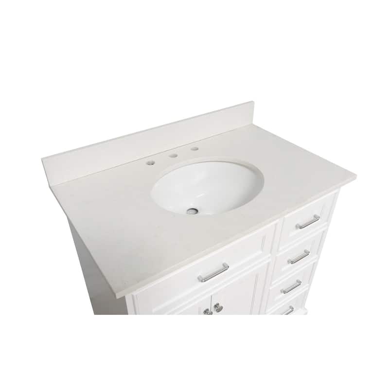 KitchenBathCollection Aria 36" Bathroom Vanity with Quartz Top