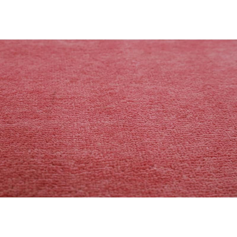 Hand Knotted Oriental 100% Wool Carpet Modern Solid Pink Gabbeh Area Rug - 12' 2'' X 9' 0''