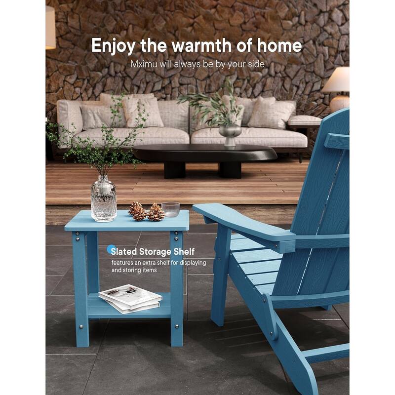 WINSOON Outside Adirondack Square Side Table, Weather Resistant Patio Table Double Layers Set Of 2