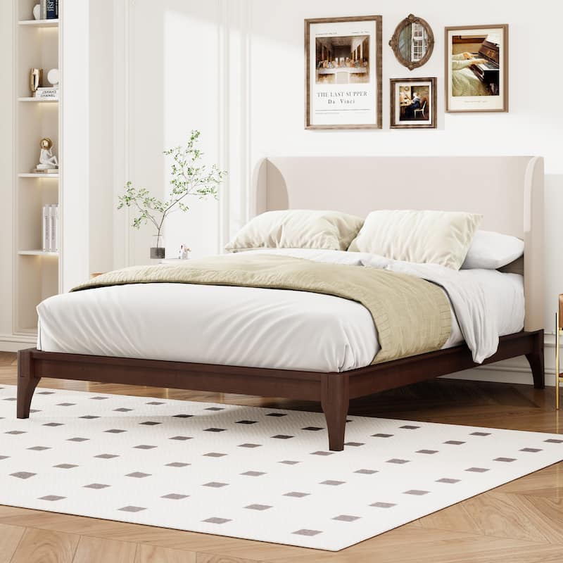 Bamboo Bed Frame Modern Platform Bed Wood Slat Support Low Profile Bed Open Frame with Under Bed Storage and Center Support Legs - Chocolate - King