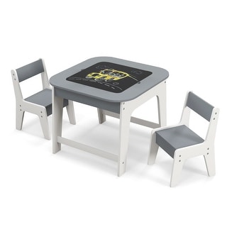 Kid's Table and Chairs Set with Double-sized Tabletop - 24" x 24" x 19.5"