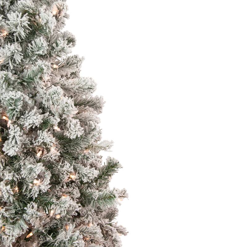 4.5' Flocked Madison Pine Artificial Christmas Tree, Clear Lights - 4.5 Foot