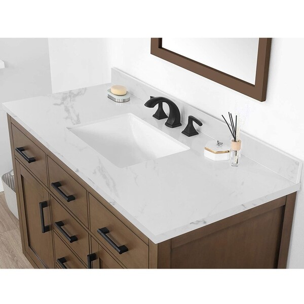 YASINU 60 Inch Engineered Marble Single Sink Vanity Top - On