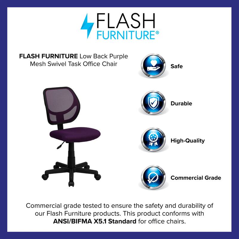Low Curved Back Mesh Swivel Task Office Chair