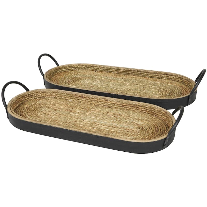 Wooden Living Room Decor Tray - Set of 2 - Roche River Decor - Brown -  23", 8"W