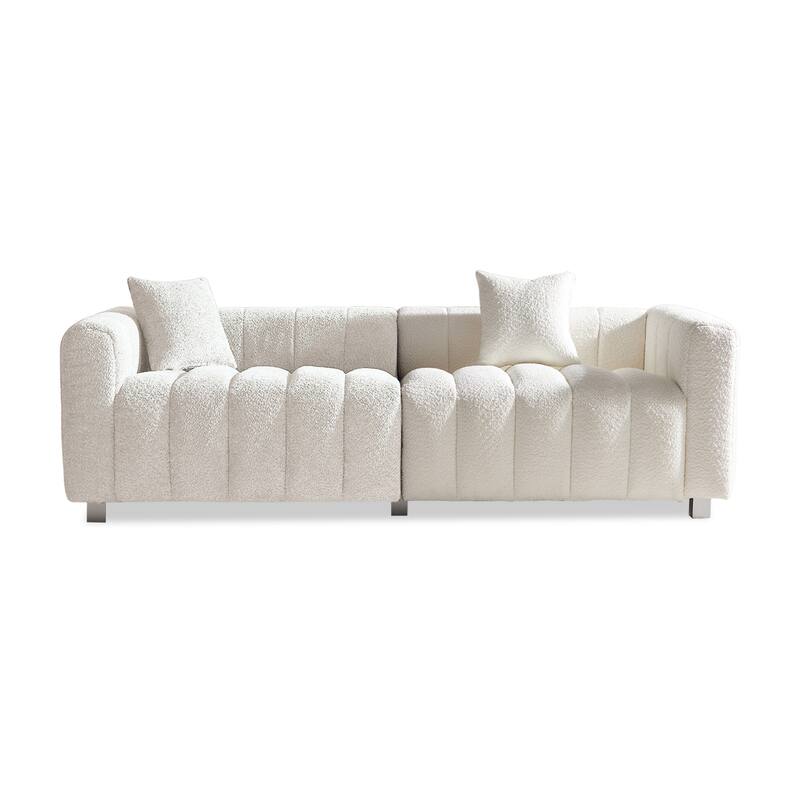 87.4" Luxury 3-Seater Sofa Bubble Couch for Living Room, Velvet Deep Seat Sofa Couch, Loveseat Sofa with Metal Legs