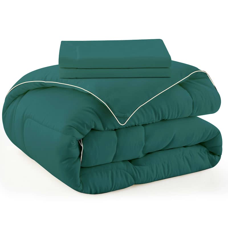 3 Piece Reversible Silky Luxury Soft Satin Comforter with 2 Satin Pillowcases