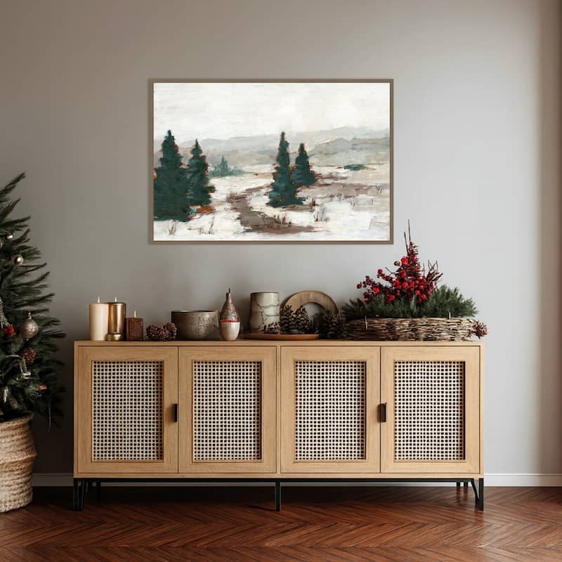 Melting Snow I by Ethan Harper Framed Canvas Wall Art Print - Sylvie Dark Gold