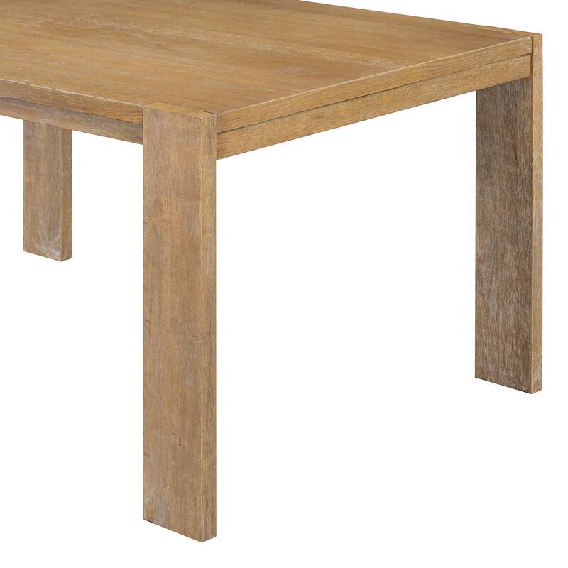 3-piece Farmhouse Style Simple Dining Set, Dining Table and 2 Benches, for Dining Room, Kitchen and Living Room (Natural