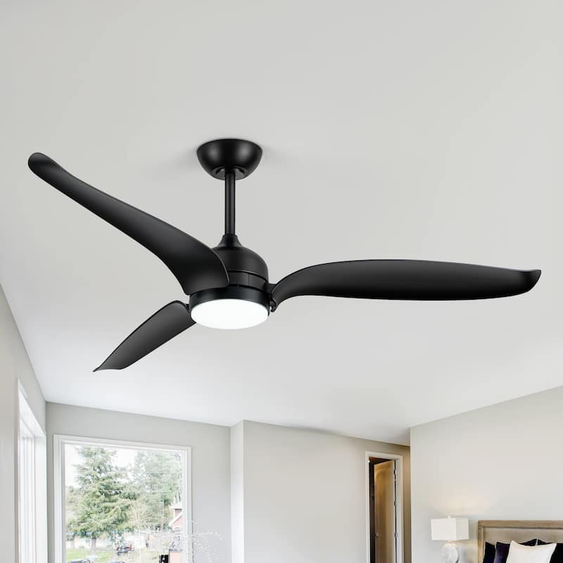 60" Black 3-Blade Ceiling Fan with LED Light Kit and Remote - Black