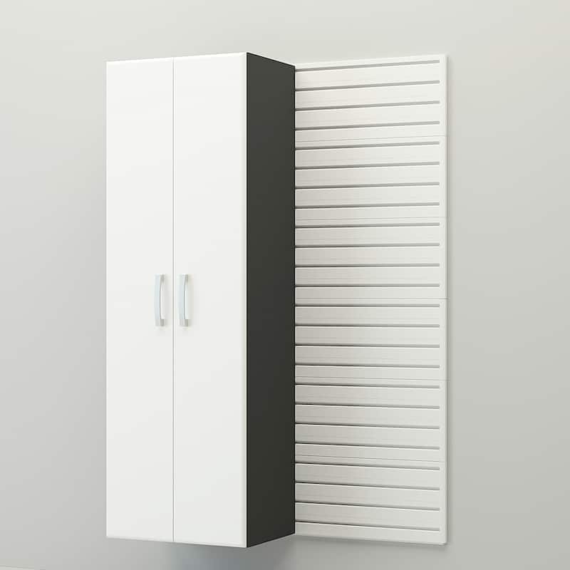 36 Piece Slatwall Panel, Cabinet, Hook, Bin, Shelf and Workstation Storage Set