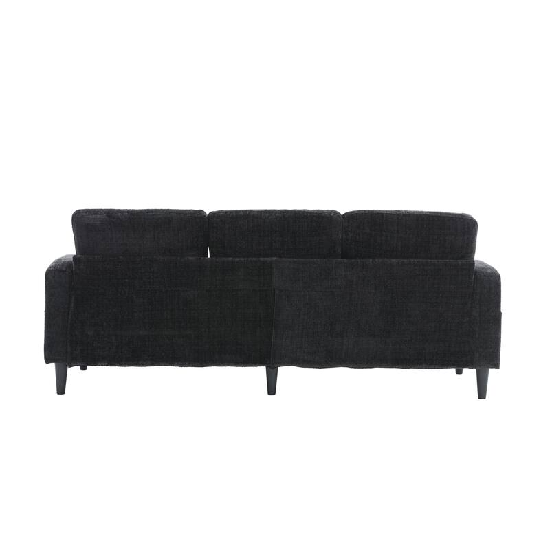 Modular Sectional Sofa with Storage Ottoman, Comfy Chenille Fabric Sofa, 3-Seater Sofa with Side Pockets & 2 Cup Holders