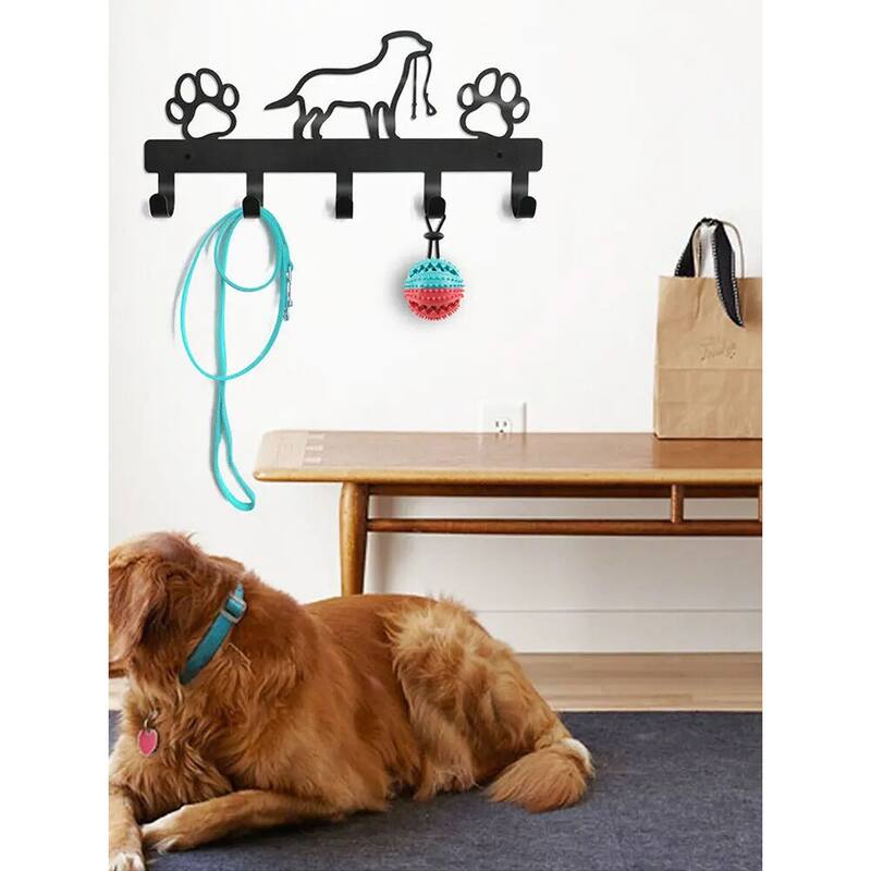 Black Metal Paw Wall Rack for Keys Coats Leashes Towels - 12.5" L x 6" H