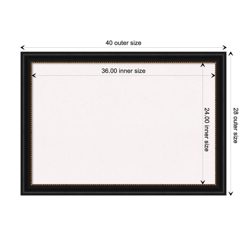 Manhattan Black Framed White Corkboard Bulletin Board - Board Size 36x24