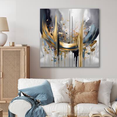 Designart "Shapes And Lines Abstract Marble III" Abstract Marble Metal Wall Art