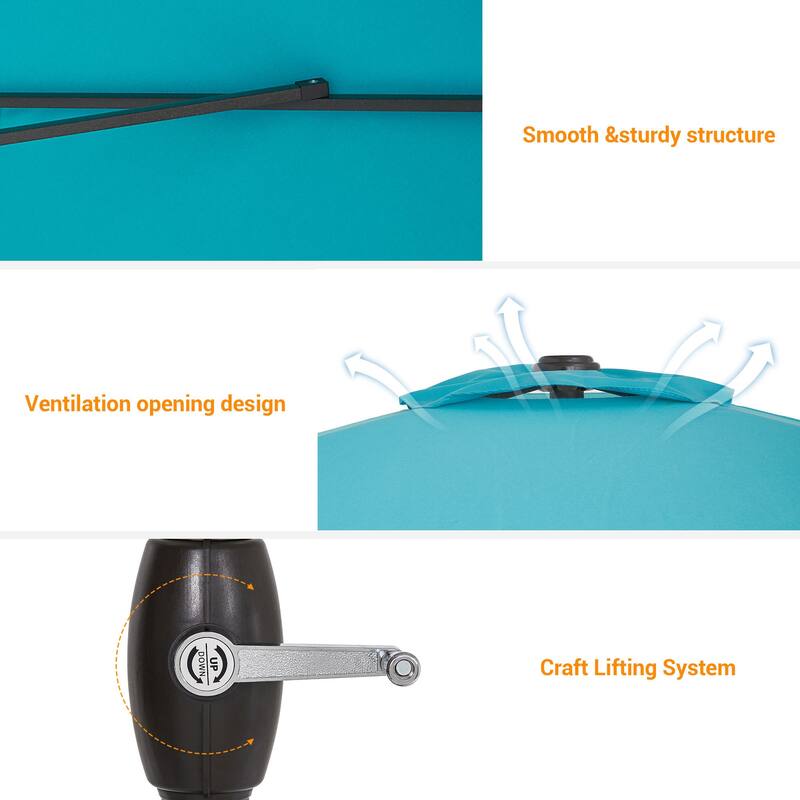 BONOSUKI Aluminum 10 x 6.5ft Patio Market Umbrella,Tilt and Crank