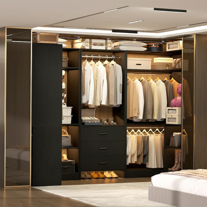 Cimly Set of 3 Closet Organizer with Drawers, U Shaped Freestanding Closet System