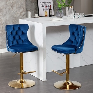 Swivel Bar Chair Set of 2, Adjustable Height Upholstered Dining Chair ...