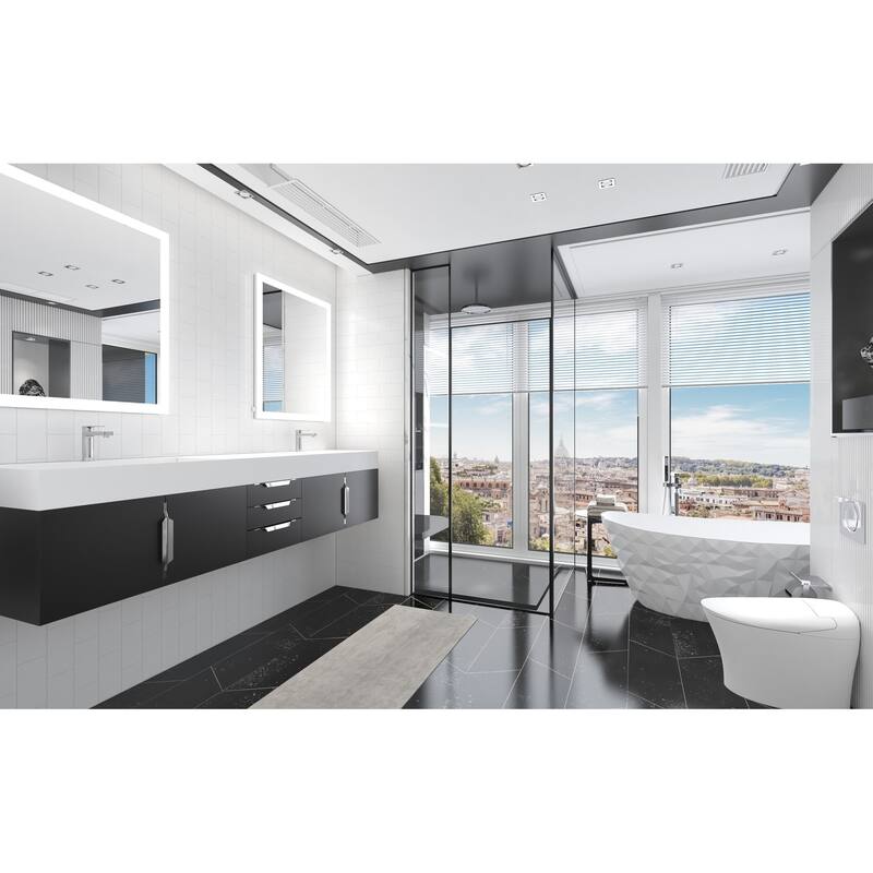 Amazon 84" Wall Mounted Double Bathroom Vanity Set w/ White Top