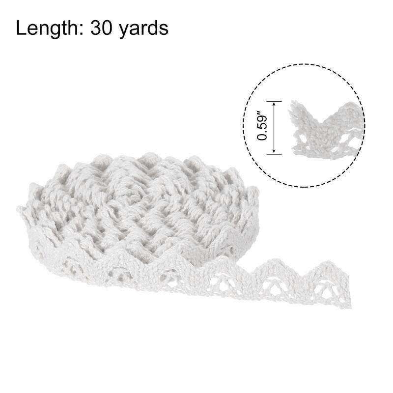 Lace Ribbon 0.59 Inch Cotton Lace Trim White Style 9 - 0.59" x 30 Yards