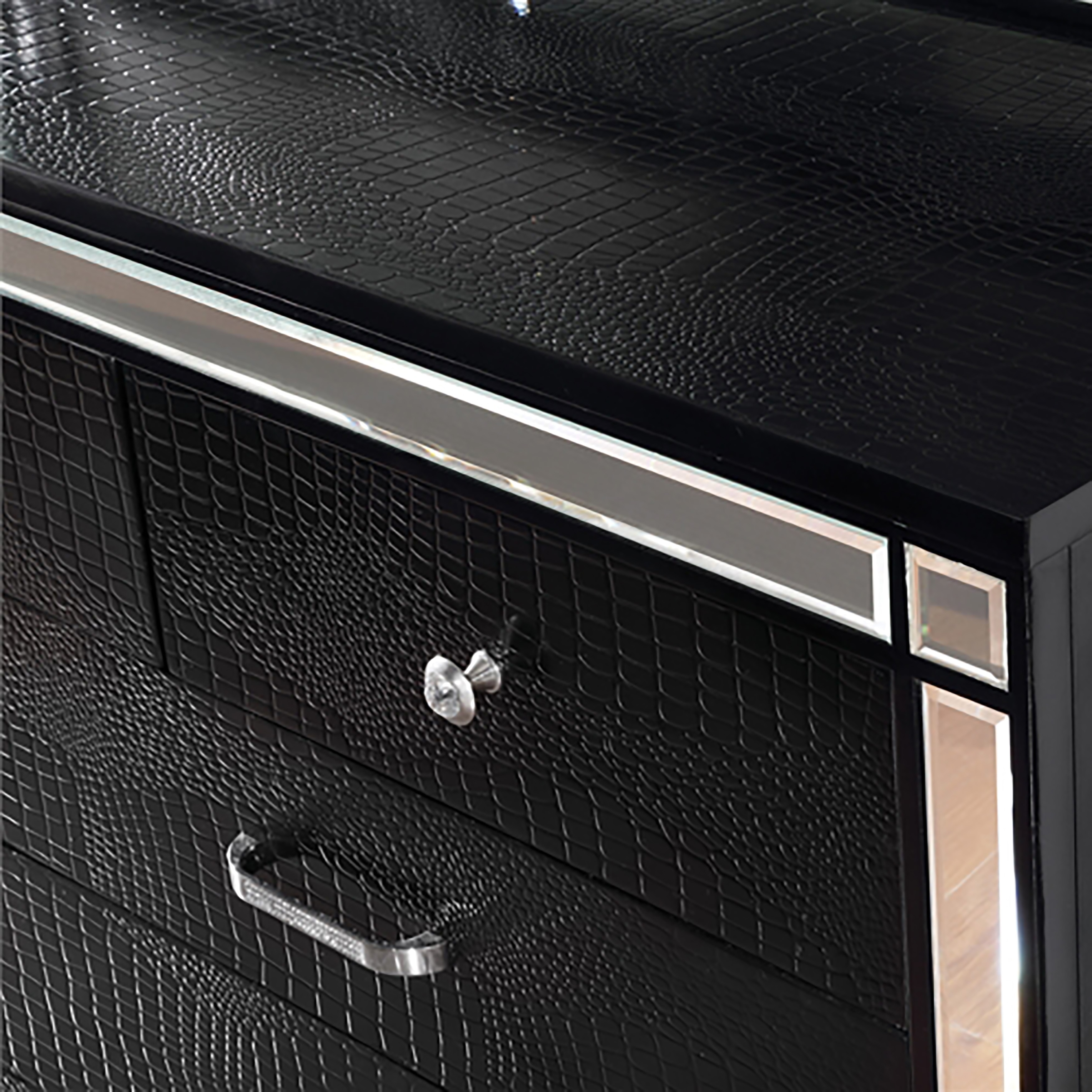 black dresser with silver hardware for Bedroom, Modern 6 Chest of Drawers, 44