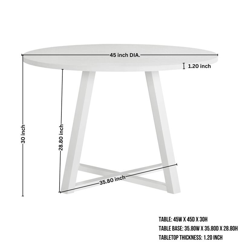 5 Piece Modern Round Dining Table Set, 45" Wooden Table with 4 Velvet Upholstered Chairs and Metal Leg, for Breakfast Nook