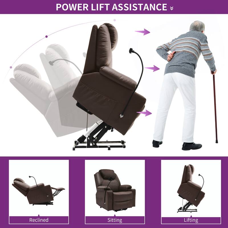 Moasis Reclining Chair PU Massage with LED and Mobile Phone Holder