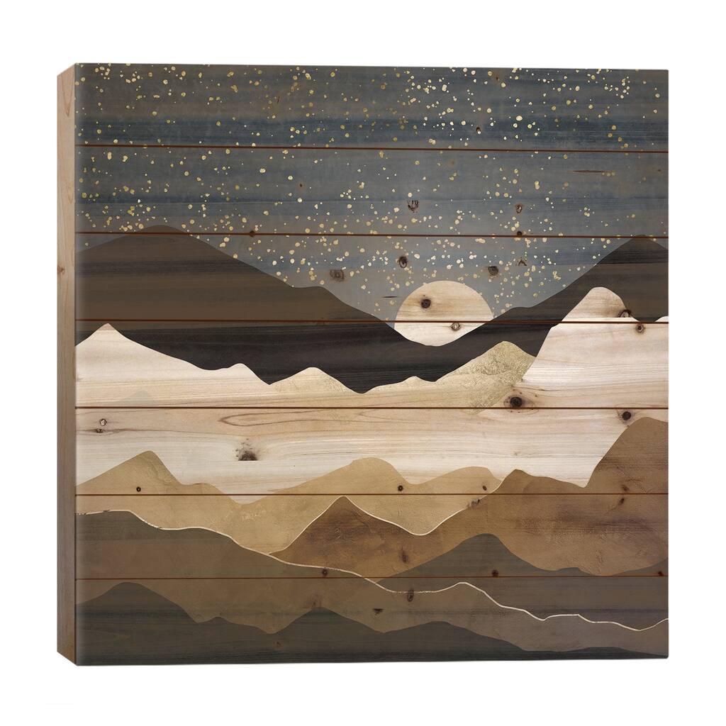 Golden Stars Print On Wood by SpaceFrog Designs - Multi-Color