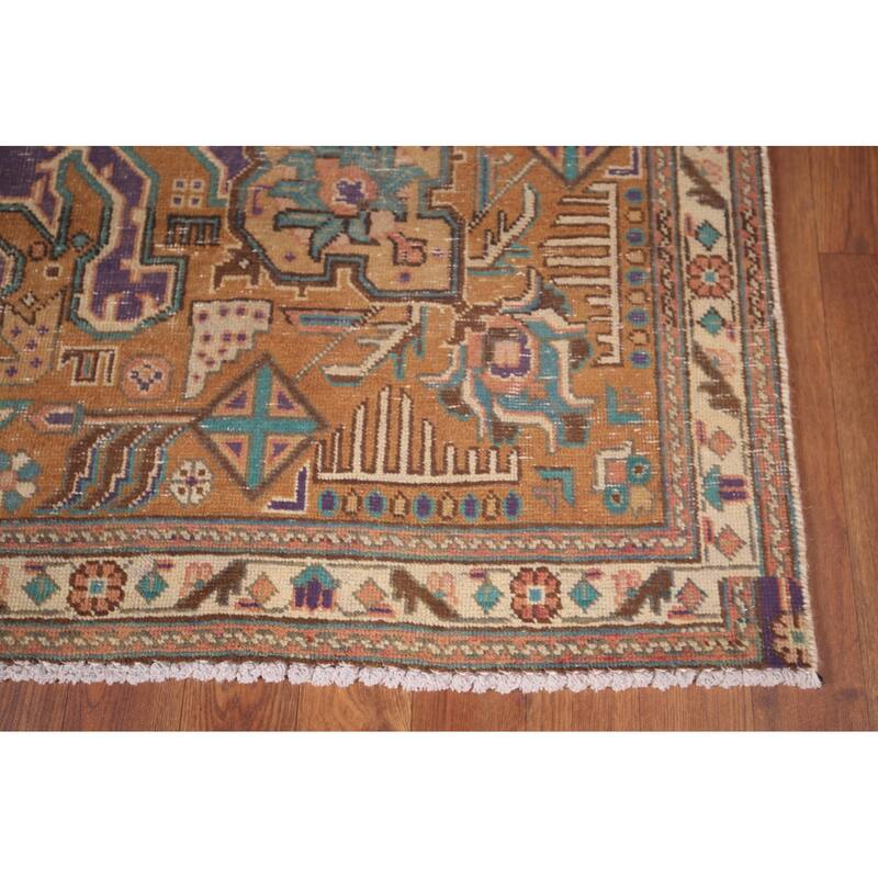 Distressed Purple Tabriz Persian Vintage Area Rug Handmade Wool Carpet - 6'0"x 9'2"