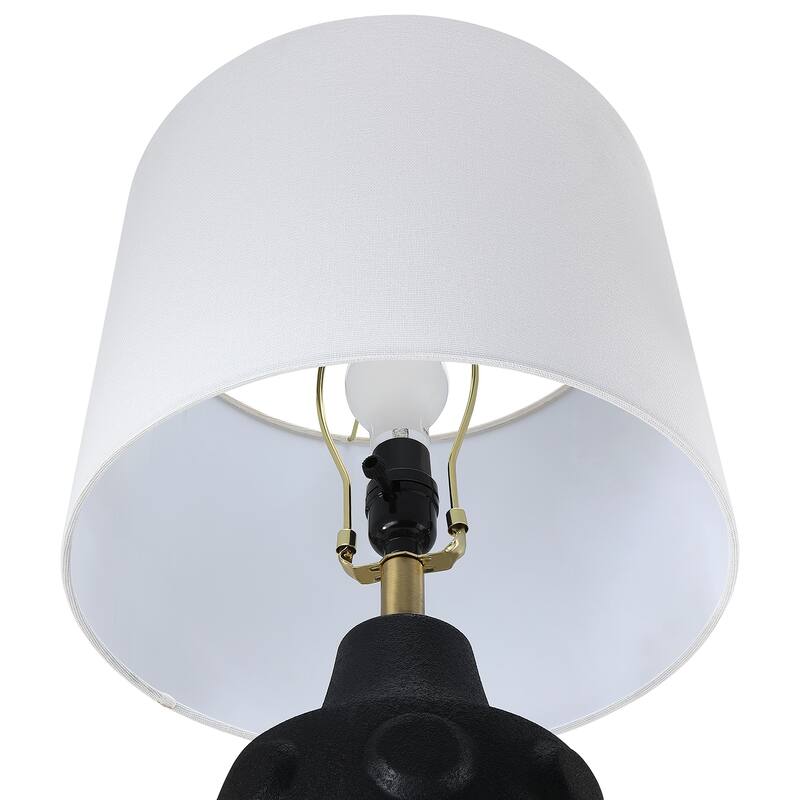 3-Way Ceramic Table Lamp with White Drum Shade - 23.5 in. H