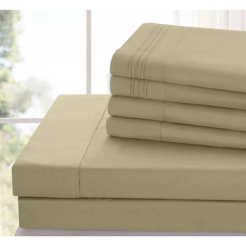 6 Piece Bed Sheet Set Deep Pocket Ultra Soft Microfiber Bedding Sheets